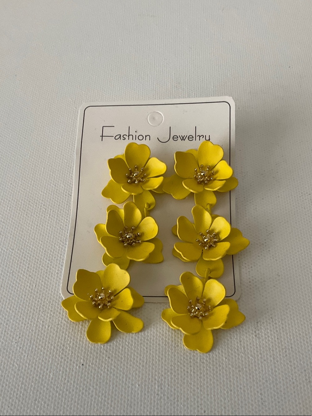 Enamel 3-Tier Flower Earrings